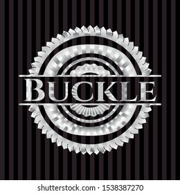 Buckle silver shiny badge. Vector Illustration. Mosaic.
