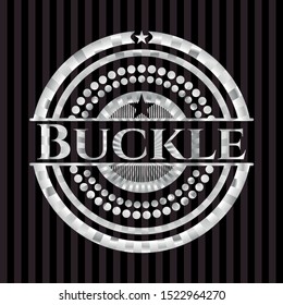 Buckle silvery shiny emblem. Vector Illustration. Mosaic.