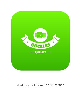 Buckle strap icon green vector isolated on white background