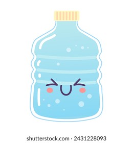 Buckle, water bottle character, h2o, for drinking soda vector illustration 