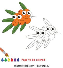 Buckthorn to be colored. Coloring book to educate kids. Learn colors. Visual educational game. Easy kid gaming and primary education. Simple level of difficulty. Coloring pages.