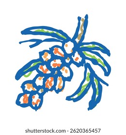 buckthorn berry tree branch doodle icon sketch vector. buckthorn berry tree branch sign. isolated symbol illustration