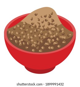 Buckwheat bowl icon. Isometric of buckwheat bowl vector icon for web design isolated on white background