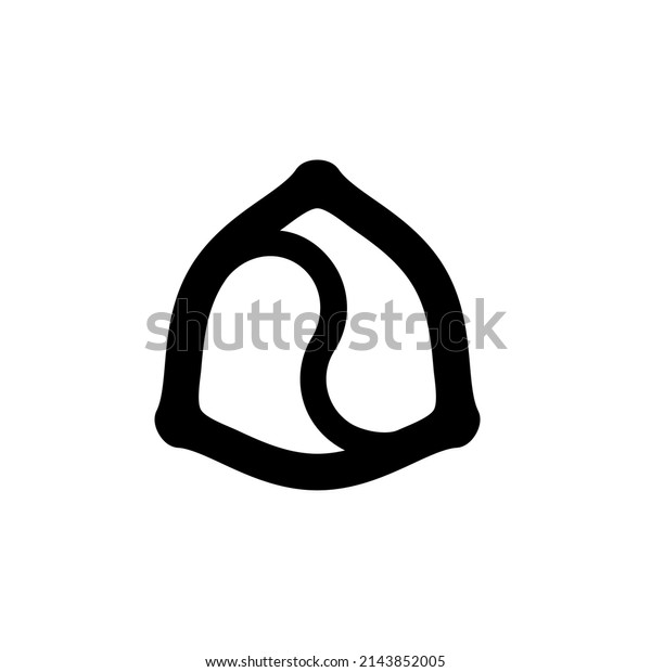 Buckwheat fruit, Japanese family crest style black\
silhouette vector symbol\
design