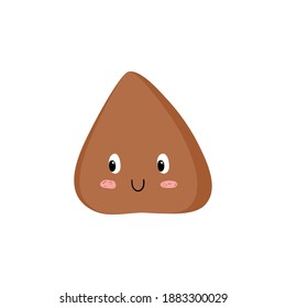 Buckwheat grain with a cute face. Vector stock hand-drawn illustration isolated on a white background.
