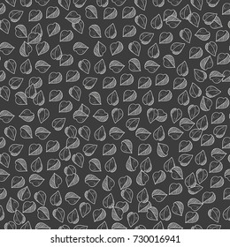Buckwheat. Grain, seed. Background, wallpaper, seamless. Sketch.White image on a black background.