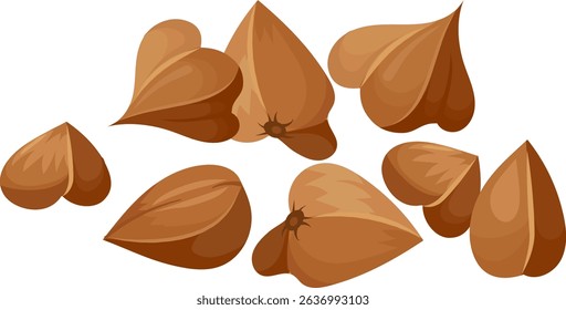 Buckwheat groats cascading against a clean white background, highlighting the essence of healthy eating and the use of wholesome, nutritious ingredients in various diets