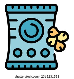 Buchweizenpack Symbol Umrissvektor. Saatstamm. Blumenfeldfarbe flach