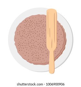 Buckwheat pancakes, fat Tuesday, Mardi Gras, isolated vector illustration