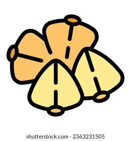 Vector de contorno de icono de pila de trigo negro. Cereal de semillas. Color de semilla botánica plano