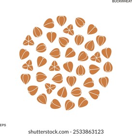 Buckwheat set. Isolated buckwheat on white background
