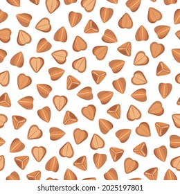 Buckwheat vector cartoon seamless pattern for template farmer market design, label and packing. Natural energy protein organic super food.
