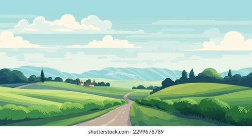 Bucolic Route  Serene Countryside Amid Cityscape