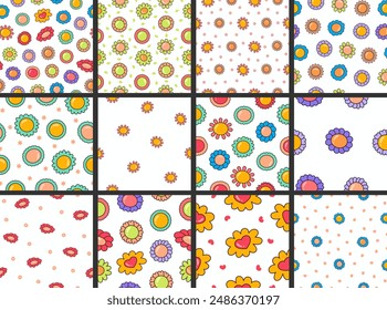 Bud flower plant. Seamless pattern. Nature and spring. Hand drawn style. Vector drawing. Collection of design ornaments.