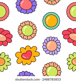 Bud flower plant. Seamless pattern. Nature and spring. Hand drawn style. Vector drawing. Design ornaments.