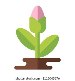 Bud flower sprout, vector icon, flat style.