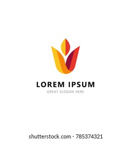 Bud Flowers Logo Template. vector illustration