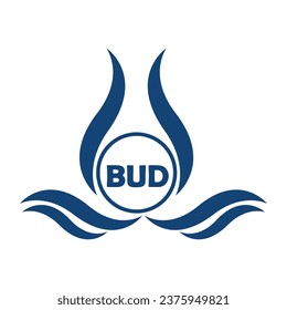 BUD letter water drop icon design with white background in illustrator, BUD Monogram logo design for entrepreneur and business.
