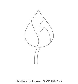 Bud of Lotus flower in line art style. Hand drawn vector illustration of asian water lily in black and white colors for spa or Zen design. Floral drawing painted by inks. Symbol of purity.
