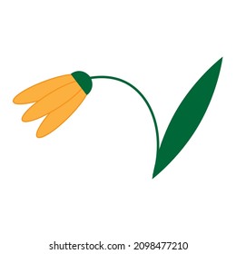 Bud Of Narcissus Icon. Flower Sign. Line Drawing. Orange Symbol. Cartoon Style. Vector Illustration. Stock Image. EPS 10.