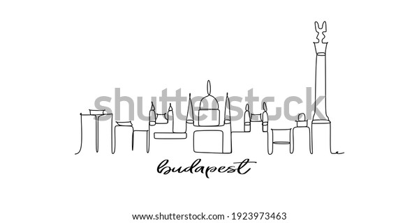 Budapest Capital City Skyline Continuous One Stock Vector (royalty Free 