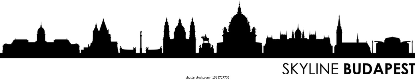 Budapest City Hungary Skyline Vector Silhouette