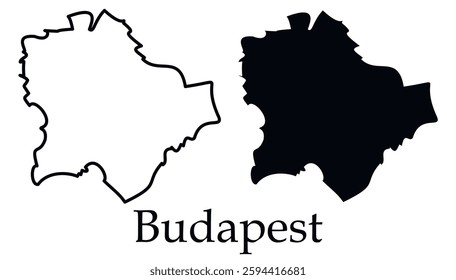 Budapest city map with black border outline vector