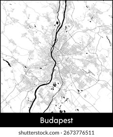 Budapest city map, Hungary - Topographic vector map poster