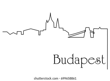 Budapest City One Line Drawing Background Stock Vector (Royalty Free