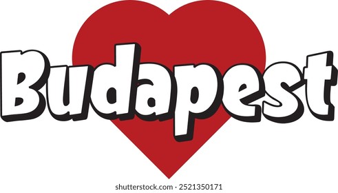 Ciudad de Budapest ​​texto con corazón rojo adecuado para el logotipo o el diseño