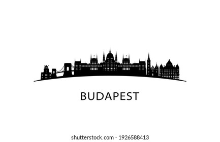 Budapest city skyline. Black cityscape isolated on white background. Vector banner.