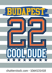 budapest cool dude,t-shirt print poster vector illustration