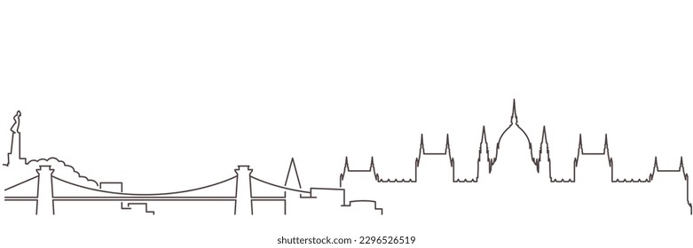 Budapest Dark Line Simple Minimalist Skyline With White Background
