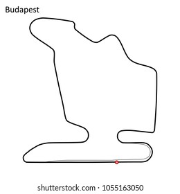 Budapest grand prix race track. circuit for motorsport and autosport. Vector illustration.