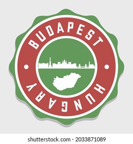 Budapest, Hungría Badge City Vector Sello. Etiqueta de icono de diseño de marca de línea de esbozo de símbolo nacional. 