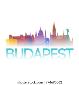 Budapest Hungary Europe Icon Silhouette Gradient Design City Vector Art 