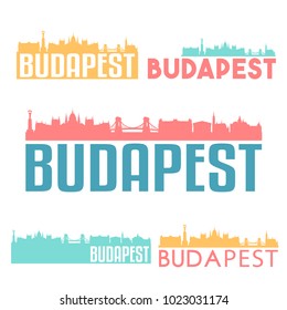 Budapest Hungary Flat Icon Skyline Vector Silhouette Design Set.