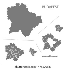 Budapest Hungary Map In Grey