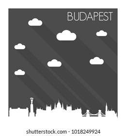 Budapest Hungary Skyline City Flat Silhouette Design 