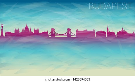 Budapest Hungary Skyline City Vector Silhouette. Broken Glass Abstract Geometric Dynamic Textured. Banner Background. Colorful Shape Composition.