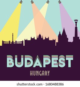 Budapest Hungary skyline silhouette flat design vector illustration