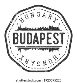Budapest, Ungarn Stamp Skyline Postmark. Silhouette Postkarte. City Round Vector Icon. Vintage Postage Design.