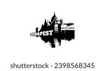 Budapest landscape, black isolated silhouette
