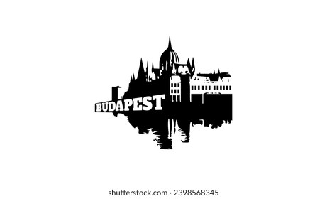 Budapester Landschaft, schwarz, einzelne Silhouette