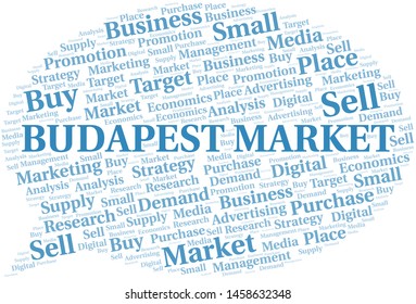 Budapest Market word cloud. Vector made with text only