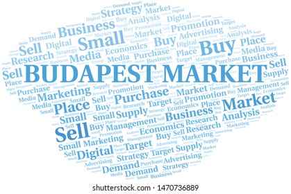 Budapest Market word cloud. Vector made with text only