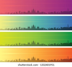 Budapest Multiple Color Gradient Skyline Banner
