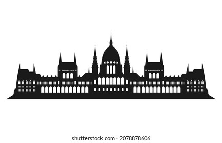 Budapest parliament silhouette. Vector illustration