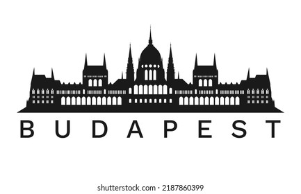 Budapest parliament silhouette. Vector illustration