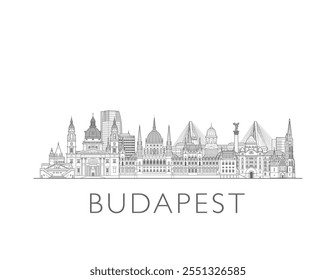 Budapest skyline cityscape vector illustration